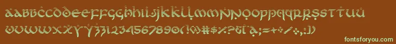 フォントfirstordergrad – 緑色の文字が茶色の背景にあります。