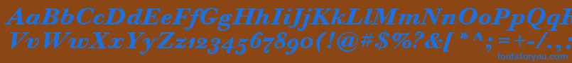 BodoniSixOsItcTtBoldita Font – Blue Fonts on Brown Background