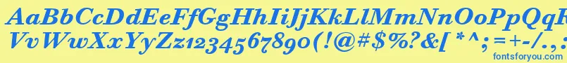BodoniSixOsItcTtBoldita Font – Blue Fonts on Yellow Background