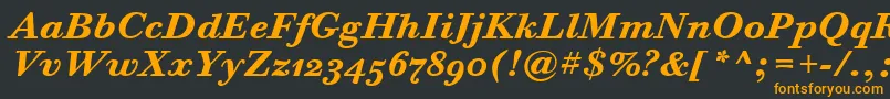 フォントBodoniSixOsItcTtBoldita – 黒い背景にオレンジの文字