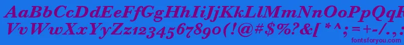 BodoniSixOsItcTtBoldita Font – Purple Fonts on Blue Background