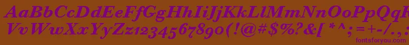 BodoniSixOsItcTtBoldita Font – Purple Fonts on Brown Background