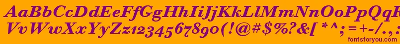 BodoniSixOsItcTtBoldita Font – Purple Fonts on Orange Background