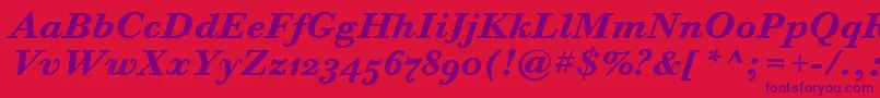 BodoniSixOsItcTtBoldita-Schriftart – Violette Schriften auf rotem Hintergrund