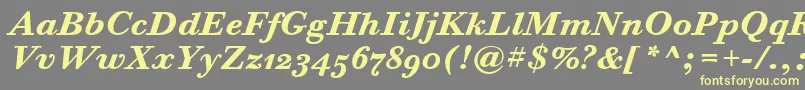 BodoniSixOsItcTtBoldita-Schriftart – Gelbe Schriften auf grauem Hintergrund