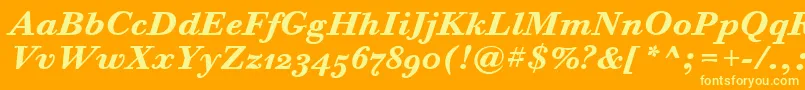 BodoniSixOsItcTtBoldita-Schriftart – Gelbe Schriften auf orangefarbenem Hintergrund