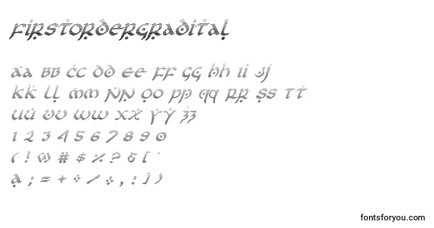 Schriftart Firstordergradital – Alphabet, Zahlen, spezielle Symbole