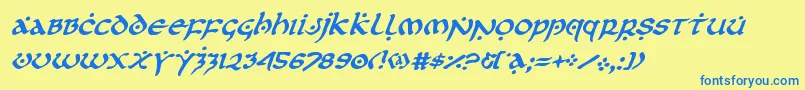 Weitere Informationen zur firstorderital-Schriftart firstorderital-Schriftart – Blaue Schriften auf gelbem Hintergrund