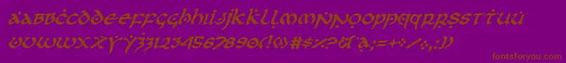 firstorderital-Schriftart – Braune Schriften auf violettem Hintergrund