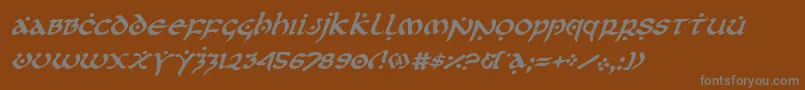 フォントfirstorderital – 茶色の背景に灰色の文字