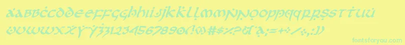 フォントfirstorderital – 黄色い背景に緑の文字