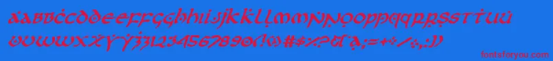 firstorderital-Schriftart – Rote Schriften auf blauem Hintergrund