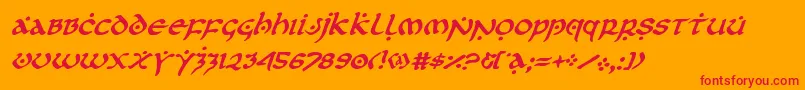 フォントfirstorderital – オレンジの背景に赤い文字