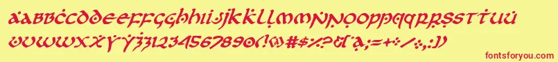 フォントfirstorderital – 赤い文字の黄色い背景