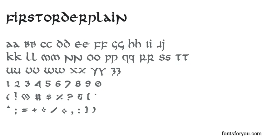 A fonte Firstorderplain (126733) – alfabeto, números, caracteres especiais