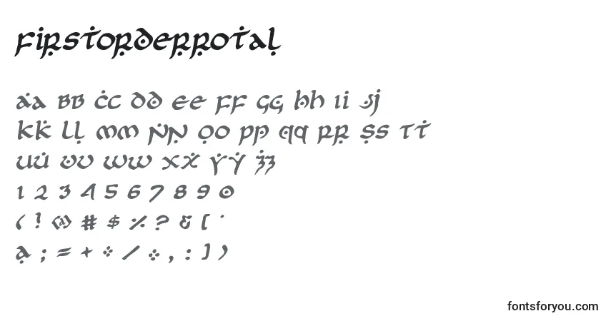 Schriftart Firstorderrotal – Alphabet, Zahlen, spezielle Symbole