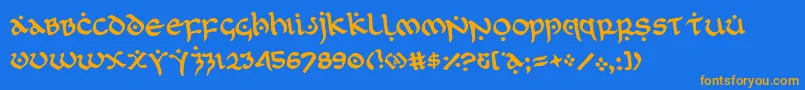 フォントfirstorderrotate – オレンジ色の文字が青い背景にあります。