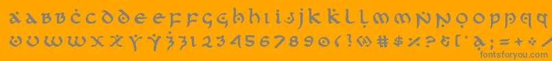 firstordertitle-Schriftart – Graue Schriften auf orangefarbenem Hintergrund