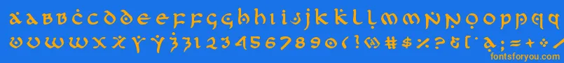 firstordertitle Font – Orange Fonts on Blue Background