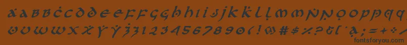 フォントfirstordertitleital – 黒い文字が茶色の背景にあります