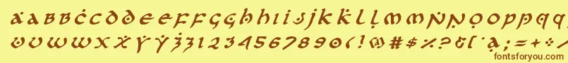 フォントfirstordertitleital – 茶色の文字が黄色の背景にあります。