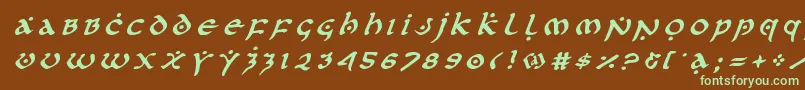 フォントfirstordertitleital – 緑色の文字が茶色の背景にあります。