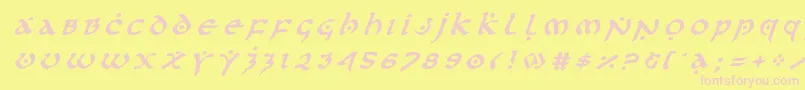 firstordertitleital-Schriftart – Rosa Schriften auf gelbem Hintergrund