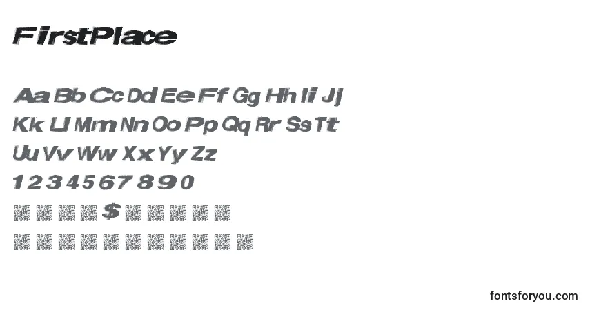 FirstPlace-fontti – aakkoset, numerot, erikoismerkit