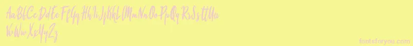 Firyana Beauty-Schriftart – Rosa Schriften auf gelbem Hintergrund