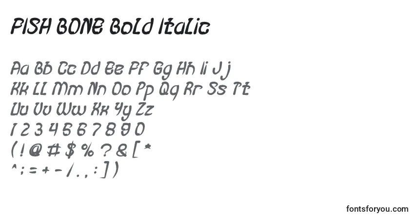 Schriftart FISH BONE Bold Italic – Alphabet, Zahlen, spezielle Symbole