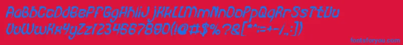 フォントFISH BONE Bold Italic – 赤い背景に青い文字