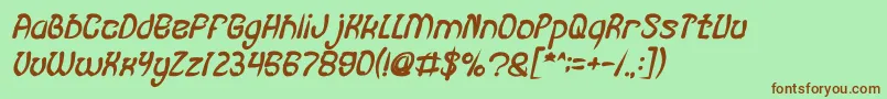 フォントFISH BONE Bold Italic – 緑の背景に茶色のフォント