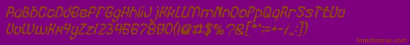 フォントFISH BONE Bold Italic – 紫色の背景に茶色のフォント