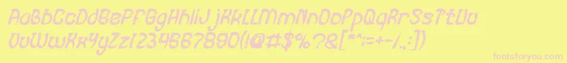 FISH BONE Bold Italic-fontti – vaaleanpunaiset fontit keltaisella taustalla