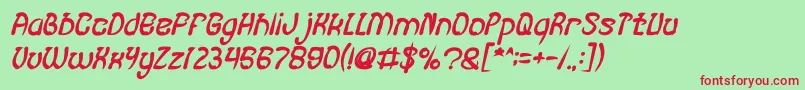 フォントFISH BONE Bold Italic – 赤い文字の緑の背景