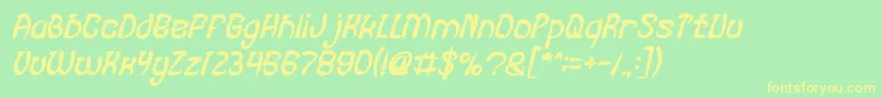 FISH BONE Bold Italic Font – Yellow Fonts on Green Background