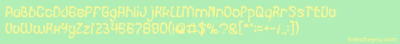 フォントFISH BONE Bold – 黄色の文字が緑の背景にあります