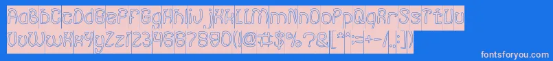 FISH BONE Hollow Inverse Font – Pink Fonts on Blue Background