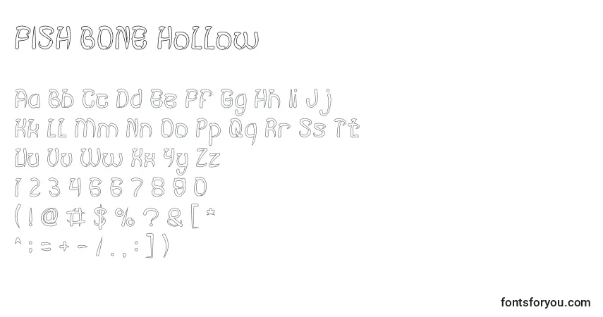 Schriftart FISH BONE Hollow – Alphabet, Zahlen, spezielle Symbole