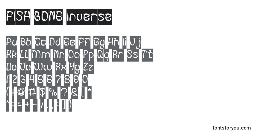 FISH BONE Inverse-fontti – aakkoset, numerot, erikoismerkit