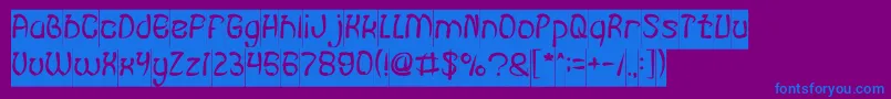 フォントFISH BONE Inverse – 紫色の背景に青い文字