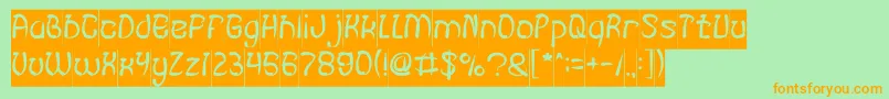 FISH BONE Inverse-Schriftart – Orangefarbene Schriften auf grünem Hintergrund
