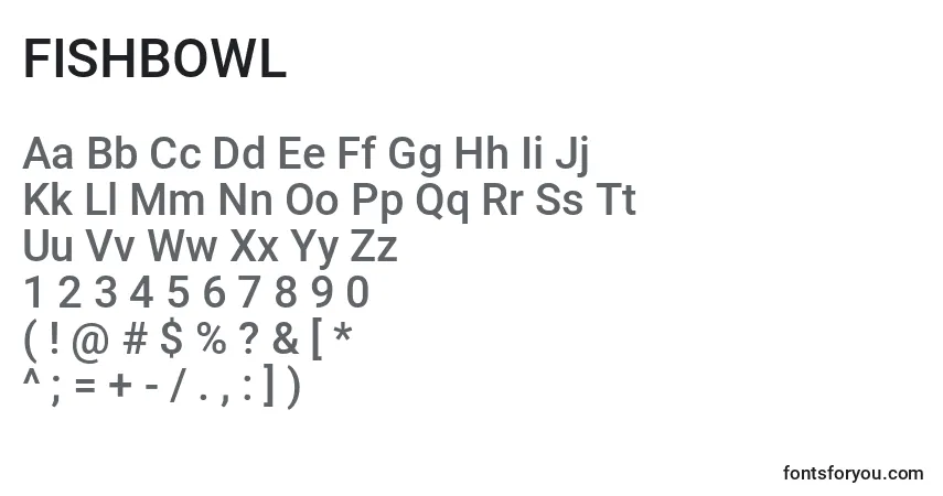 Schriftart FISHBOWL (126751) – Alphabet, Zahlen, spezielle Symbole