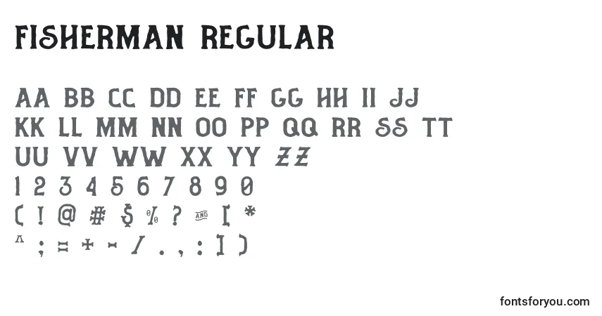 Czcionka Fisherman Regular – alfabet, cyfry, specjalne znaki