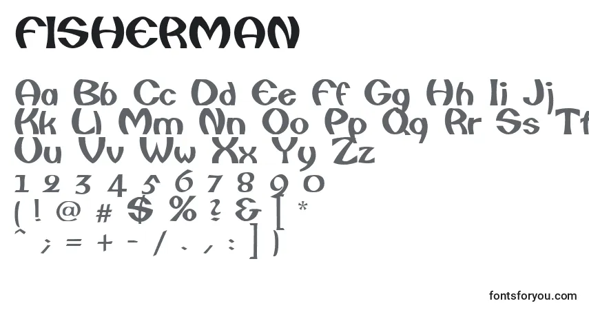 A fonte FISHERMAN (126753) – alfabeto, números, caracteres especiais