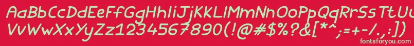 Fonte Fishes Friends Italic – fontes verdes em um fundo vermelho