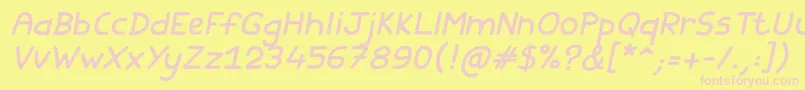Шрифт Fishes Friends Italic – розовые шрифты на жёлтом фоне