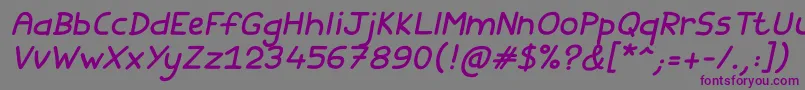 フォントFishes Friends Italic – 紫色のフォント、灰色の背景