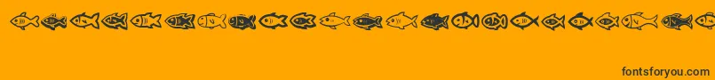 Fishes-Schriftart – Schwarze Schriften auf orangefarbenem Hintergrund