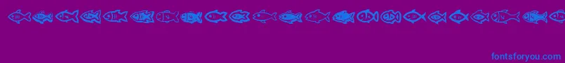 Fishes-Schriftart – Blaue Schriften auf violettem Hintergrund